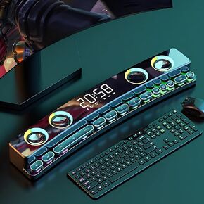 SH39 Gaming Computer Speakers Dynamic RGB Gaming Speakers with Subwoofer Bluetooth Desktop Speaker, for Laptops Monitors Projectors Phones PC /5 (Black)