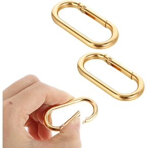 2Pcs Gold Carabiner, Gold Key Ring, Gold Carabiner Clip Oval Snap Clip, Metal Keychain Clip for Purse Strap Alloy Round Buckle Key Hook for Bags Purse Keychain Replacement