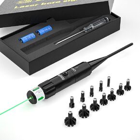 Laser BoreSighter Bore Sight kit Multiple Caliber, Laser Sight with Button Switch for .177 to .12GA Caliber Rifles Handgun and Scopes with 2 Sets of Batteries