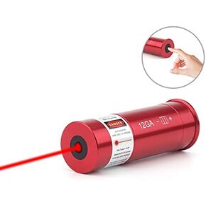 GOTICAL 12GA Boresighter Red Dot Laser Bore Sight with ON/Off Switch - 12 Gauge Class-IIIA Laser Tactical Hunting Sight Cartridge Tool with 3 Batteries