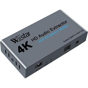 Wiistar 4K HDMI Audio Extractor HDMI Splitter 1x2 4K60Hz with Optical + 3.5mm Audio Out HDMI Splitter 1 in 2 Out Support HDMI 1.4 HDCP 1.4 for PS4 Xbox DVD Blu-ray Player HD TV Projector