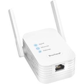 BrosTrend Universal WiFi to Ethernet Adapter, Support Turning off Extender WiFi, 300Mbps on 2.4GHz, WiFi to Wired Ethernet Adapter with RJ45 Port for Printer, Smart TV, Blu-Ray Player, etc WiFi Bridge