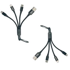 2-Pack Short Multi Charging Cable - 1FT Braided, Universal 3-in-1 USB Cord with Type-C and Micro USB Connectors for Cell Phones and Tablets (2)