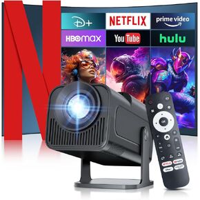 [Netflix المرخصة] عرض 4K مع WiFi Bluetooth ، Android 13.0 Smart Projector W المدمج في Netflix/YouTube/Primvideo/D+، Auto Keystone ، 1080p Mini Mini.