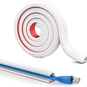 Wall Cord Hider 118 Inch - Self-Adhesive Cable Wire Cover for Walls, Flexible PVC Cable Concealer for Home and Office, Flexible Cable Raceway Cord Cover for Easy Wire Management - 0.59in H x 0.39in W