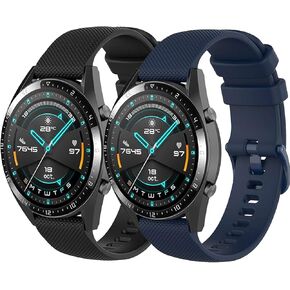 2 Pack Compatible with Garmin Vivoactive 4 / Garmin Venu 3 / Garmin Venu 2 Watch Bands, Quick Release 22mm Classic Soft Silicone Sport Replacement Wristbands for Women Men