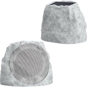 Rock Speaker Solar Powered & USB-C Rechargeable, Wireless Outdoor Speaker with Bluetooth 5.0, LED Disco Light, TWS Outdoor Speakers, Waterproof for All Seasons for Garden, Patio (2-Pk, Grey)