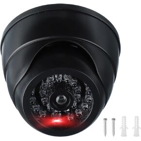 PATIKIL Fake Security Camera, Dummy Dome Cameras with Flashing Red LED Light/Screw/Cover for Indoor & Outdoor Home Business, Black