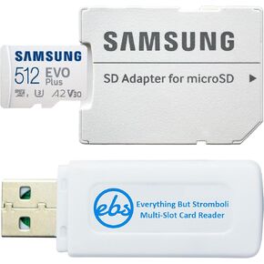 Samsung 512GB EVO Plus MicroSD Memory Card Compatible with Samsung Galaxy A15 5G, A25 5G, A35 5G, A55 5G Model Phone (MB-MC512SA) Bundle with 1 Everything But Stromboli MicroSDXC Card Reader