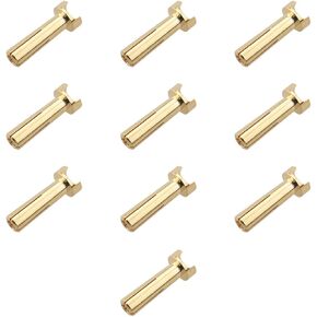 10PCS Airplane Copper Plugs 4mm Male Flat-Bottom Plated Banana Head Golden Car Drone Fixed Wing Crosshair Male Plugs for Airplane Drone RC Car RC Boat Field