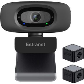 2K Quad HD Webcam with Privacy Cover & Noise-Canceling Microphone, Video Web Streaming Camera for PC Computer Desktop Laptop Mac Zoom Teams &More, 2pcs Cable Organizer