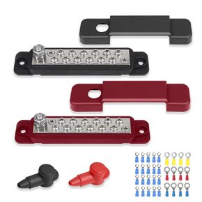 180A 12-48V Bus Bar, 12 Terminal Power Distribution Block with 32 Wire Lugs, Distribution Block Terminal Block for Car Audio, Solar System, Marine Use
