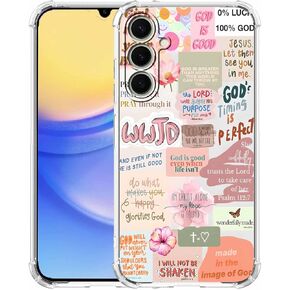 for Samsung Galaxy A15 Case with Christian Design,Jesus Bible Verse Collage Pattern Case for Men Women,Clear Slim Soft TPU Bumper Case,6.5"(Christian,a15)