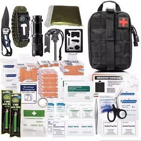 278-Piece Survival Kit & First Aid Kit - Emergency Medical Supplies for Camping, Hunting, Hiking, Urban EDC & Disaster Preparedness in Tactical Molle Pouch