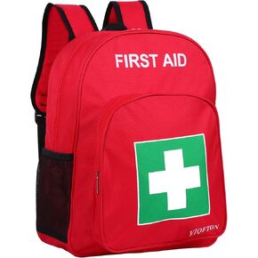 First Aid Backpack Empty, Red Waterproof Emergency Backpack, Portable Large Capacity Empty Medical First Aid Bag for Car Home Office Outdoor Travel Hiking Camping (Red1)