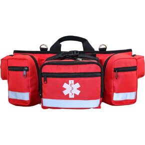 First Aid Fanny Pack Bag Empty,EMS,EMT,Emergency Trauma Doctor Bag,First Aid Kit For Car,Home,Hiking,Camping and Travel(Red)