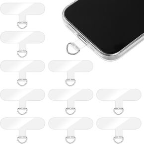 10 Pcs Phone Tether Tab Cell Phone Lanyard Patch Without Adhesive Transparent Crossbody Phone Strap Tether Tabs Phone Strap Replacement Part for All Full Phone Cases(Transparent)