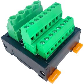 Screw Terminal Block Power Distribution Module, 30A DIN Rail Mounting Terminal Block Distribution Breakout Board for PLC Servo Power Amplifier (1 in 6 Out)