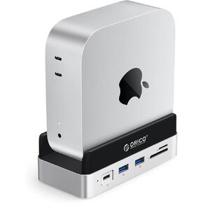 ORICO MiniDock and Stand Compatibility with Mac Mini M4, 9-in-1 Aluminum Hub with 1TB NVMe M.2 SSD, 10Gbps USB-C & USB-A, 4K HDMI, Gigabit Ethernet, SD/TF Card Readers