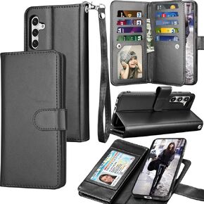 Galaxy S25 Plus Case, Galaxy S25+ Wallet Case, Tekcoo Luxury PU Leather ID Cash Credit Card Slots Holder Carrying Folio Flip Cover [Detachable Magnetic Hard Case] for Samsung S25 Plus 5G [Black]