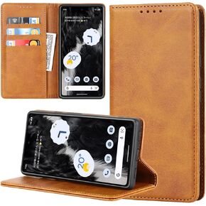 Google Pixel 7a Wallet case, PU Leather Folio Flip Cell Phone Wallet Case with Business Credit Card Holder Phone Case for Pixel 7a 6.1"-Dark Brown