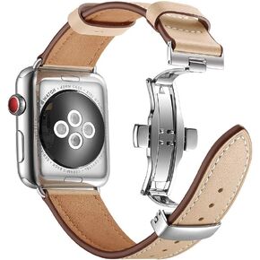 متوافق مع فرقة Apple Watch Band 42 مم 41 مم 40 مم 38 مم ، جلد ناعم من الجلد المعصم الناعم الفراشة الفراشة الاستبدال باس بديل لسلسلة Apple Watch 10/9/8/7/6/5/4/3/2/1/1/SE