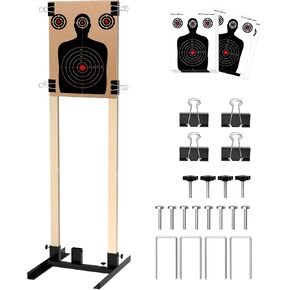 Urban Deco Shooting Target Stand Base with Wooden Board- for Paper Target Sheet Archery Cardboard Targets, Target Holder with Adjustable Base - H Shape - USPSA/IPSC - IDPA Practice