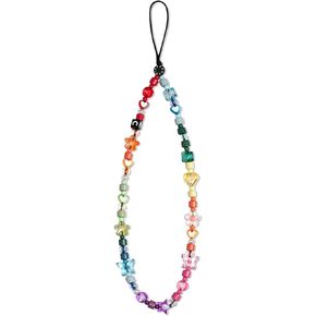 Phone Charms, Strap Beaded Phone Lanyard Wrist Strap Butterfly Phone Rainbow Beaded Phone Chain Strap Acrylic