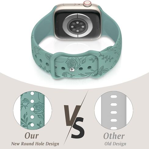 6 Pack Floral Engraved Silicone Bands Compatible for Apple Watch Band 38mm 40mm 41mm 42mm 44mm 45mm 46mm 49mm Women,Flower Sport Straps for iWatch Series 10 9 8 se Ultra 7 6 5 4 3 2 in Saudi Arabia