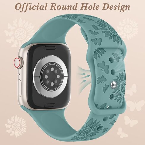 6 Pack Floral Engraved Silicone Bands Compatible for Apple Watch Band 38mm 40mm 41mm 42mm 44mm 45mm 46mm 49mm Women,Flower Sport Straps for iWatch Series 10 9 8 se Ultra 7 6 5 4 3 2 in Saudi Arabia