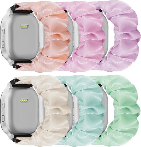 6 Pack Scrunchie Band Compatible with Cosmo JrTrack 5/4/3/2 SE/2/JrTrack & Gizmo Watch Adventrue 3 3 2 1/Gabb Watch 3e 3 2 1/SyncUP Watch Band, 20mm Cute Soft Stretchy Strap for Small Wrist in Kuwait