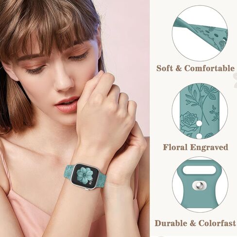 6 Pack Floral Engraved Silicone Bands Compatible for Apple Watch Band 38mm 40mm 41mm 42mm 44mm 45mm 46mm 49mm Women,Flower Sport Straps for iWatch Series 10 9 8 se Ultra 7 6 5 4 3 2 in Saudi Arabia