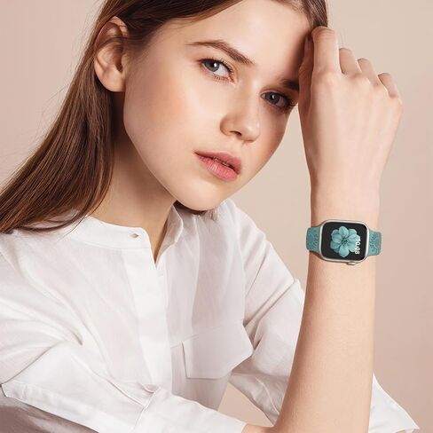 6 Pack Floral Engraved Silicone Bands Compatible for Apple Watch Band 38mm 40mm 41mm 42mm 44mm 45mm 46mm 49mm Women,Flower Sport Straps for iWatch Series 10 9 8 se Ultra 7 6 5 4 3 2 in Saudi Arabia