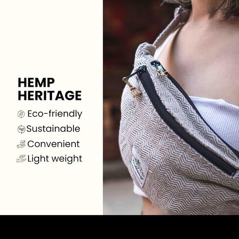 Hemp Fanny Pack, Natural Beige – Adjustable Waist Hip Bag with Dual Compartments, Durable & Stylish Lightweight Travel & Outdoor Accessory in Saudi Arabia