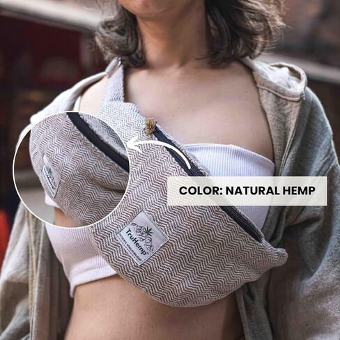 Hemp Fanny Pack, Natural Beige – Adjustable Waist Hip Bag with Dual Compartments, Durable & Stylish Lightweight Travel & Outdoor Accessory in Saudi Arabia