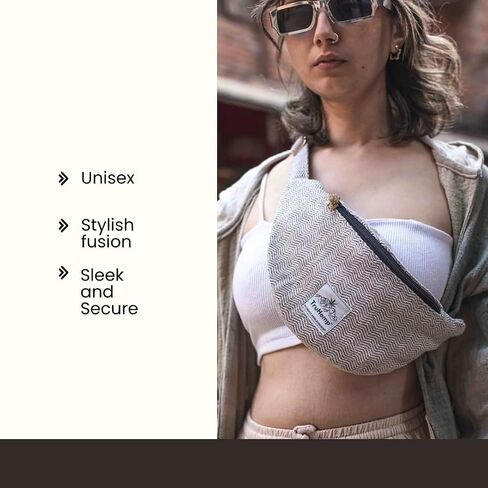 Hemp Fanny Pack, Natural Beige – Adjustable Waist Hip Bag with Dual Compartments, Durable & Stylish Lightweight Travel & Outdoor Accessory in Saudi Arabia