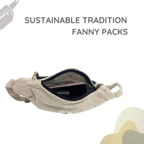 Hemp Fanny Pack, Natural Beige – Adjustable Waist Hip Bag with Dual Compartments, Durable & Stylish Lightweight Travel & Outdoor Accessory in Saudi Arabia