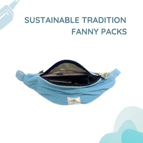 حزمة Fanny Hemp ، Beige Natural - حقيبة مفصل الخصر القابلة للتعديل مع مقصورات مزدوجة ، وسفر متينة وأنيقة سفر وخفيفة الوزن وملحقات خارجية in Saudi Arabia