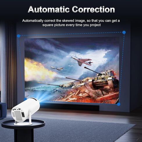 جهاز عرض صغير مع WiFi و Bluetooth ، 4K مدعوم من 1080p FHD المحمولة مع Android 11 ، 180 ° Rotatable و Aut Level Outdoor Projector لجهاز الكمبيوتر المحمول/ الهاتف الذكي/ TV in Kuwait