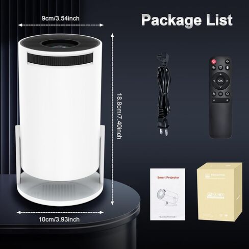 جهاز عرض صغير مع WiFi و Bluetooth ، 4K مدعوم من 1080p FHD المحمولة مع Android 11 ، 180 ° Rotatable و Aut Level Outdoor Projector لجهاز الكمبيوتر المحمول/ الهاتف الذكي/ TV in Kuwait