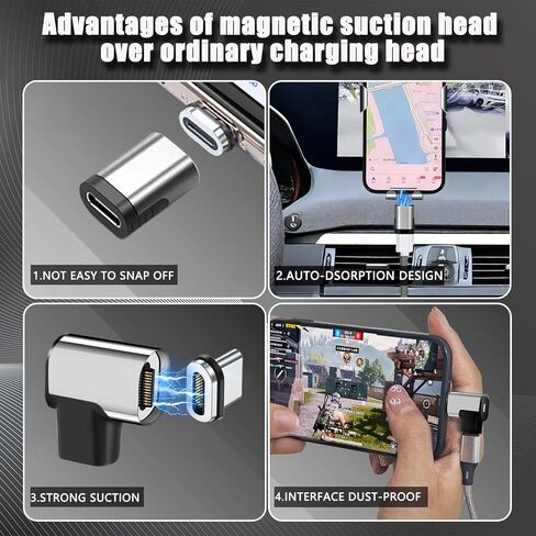 نصيحة من النوع المغناطيسي من النوع المغناطيسي 24 ، PD 240W USB C Magnetic USB CARTING TIPS HEAD مع نقل بيانات 40 جيجابت في الثانية ، متوافق مع MacBook Pro Air و USB-C المحمول والكمبيوتر الشخصي والكمبيوتر المحمول in Saudi Arabia
