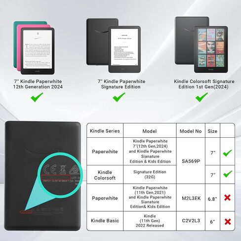 Clear Case with Cover and Hand Strap for 7'' Kindle Paperwhite 12th Gen 2024/Signature Edition Works with Page Turner, Foldable Case for Colorsoft Signature Edition 1st Gen(2024) with Auto Sleep Wake in Kuwait