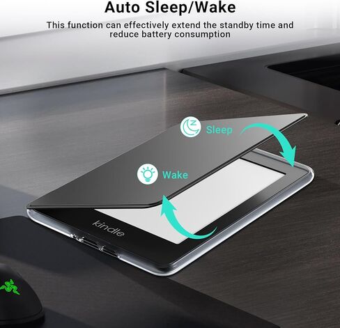 Clear Case with Cover and Hand Strap for 7'' Kindle Paperwhite 12th Gen 2024/Signature Edition Works with Page Turner, Foldable Case for Colorsoft Signature Edition 1st Gen(2024) with Auto Sleep Wake in Kuwait