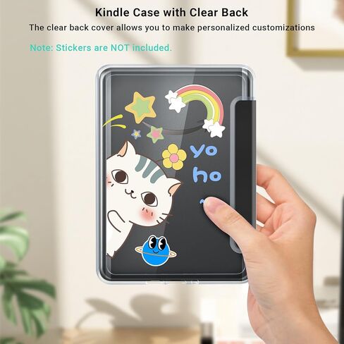 Clear Case with Cover and Hand Strap for 7'' Kindle Paperwhite 12th Gen 2024/Signature Edition Works with Page Turner, Foldable Case for Colorsoft Signature Edition 1st Gen(2024) with Auto Sleep Wake in Kuwait