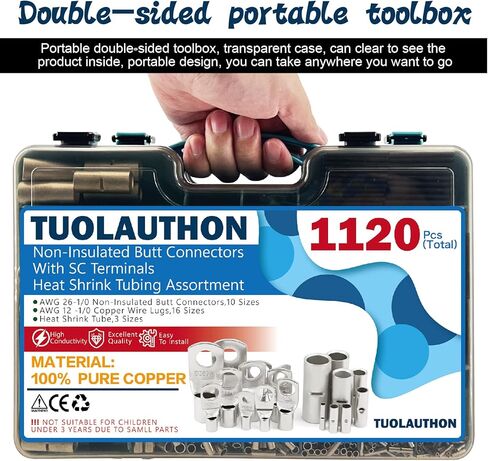 مجموعة موصلات بعقب الفضة غير المعزولة ومجموعة موصل كبل البطارية مع محطات SC وتشكيل أنابيب تقلص الحرارة (إجمالي 1120 ٪) in Kuwait