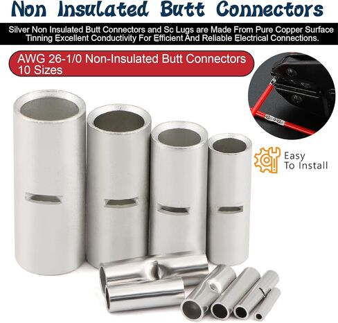 مجموعة موصلات بعقب الفضة غير المعزولة ومجموعة موصل كبل البطارية مع محطات SC وتشكيل أنابيب تقلص الحرارة (إجمالي 1120 ٪) in Kuwait