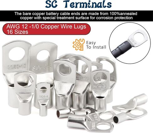 مجموعة موصلات بعقب الفضة غير المعزولة ومجموعة موصل كبل البطارية مع محطات SC وتشكيل أنابيب تقلص الحرارة (إجمالي 1120 ٪) in Kuwait