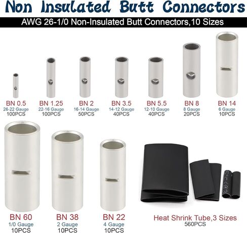 مجموعة موصلات بعقب الفضة غير المعزولة ومجموعة موصل كبل البطارية مع محطات SC وتشكيل أنابيب تقلص الحرارة (إجمالي 1120 ٪) in Kuwait