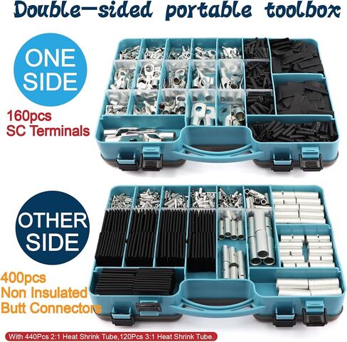 مجموعة موصلات بعقب الفضة غير المعزولة ومجموعة موصل كبل البطارية مع محطات SC وتشكيل أنابيب تقلص الحرارة (إجمالي 1120 ٪) in Kuwait