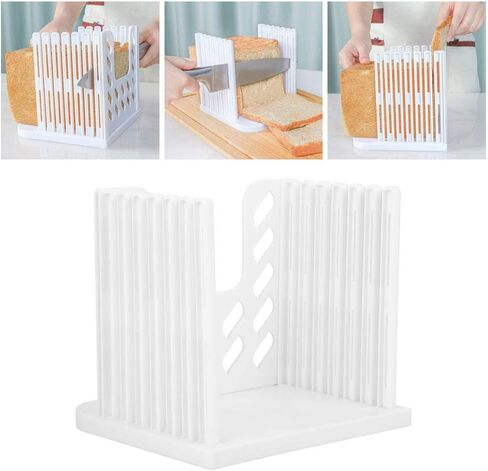 Slicer الخبز القابل للتعديل خبز الرغيف صانع الخبز المحمص قاطع القاطع القاطع الدليل الخبز المحمص لخبز الخبز محلي الصنع خبز الأدوات شطرة التقطيع ملحقات المطبخ (6.3x5.9x5.in in Kuwait